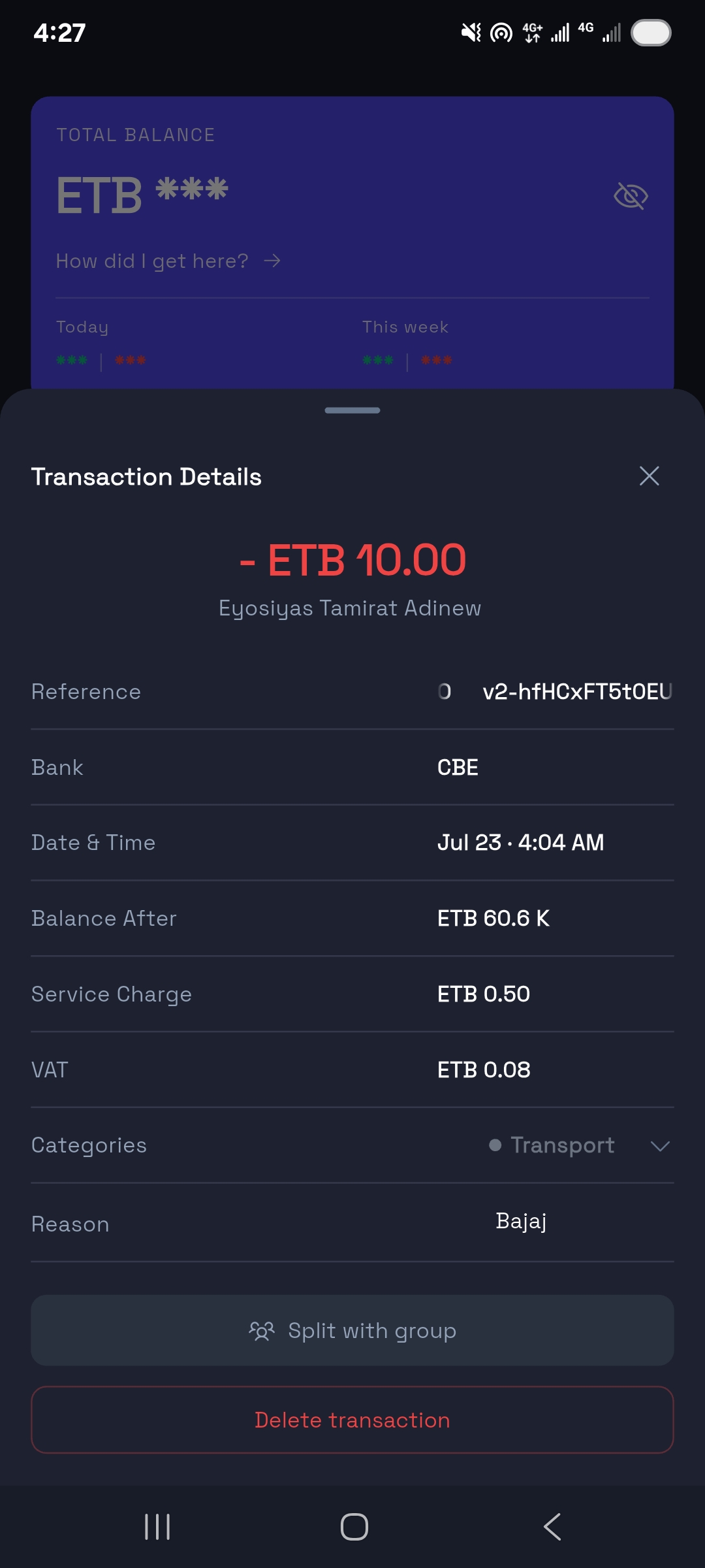 Transaction details